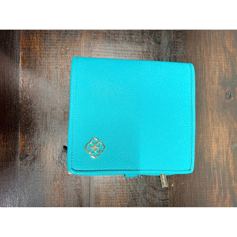 Kendra Scott Turquoise Faux‎ Leather Jewelry Organizer Travel Roll Storage Pouch